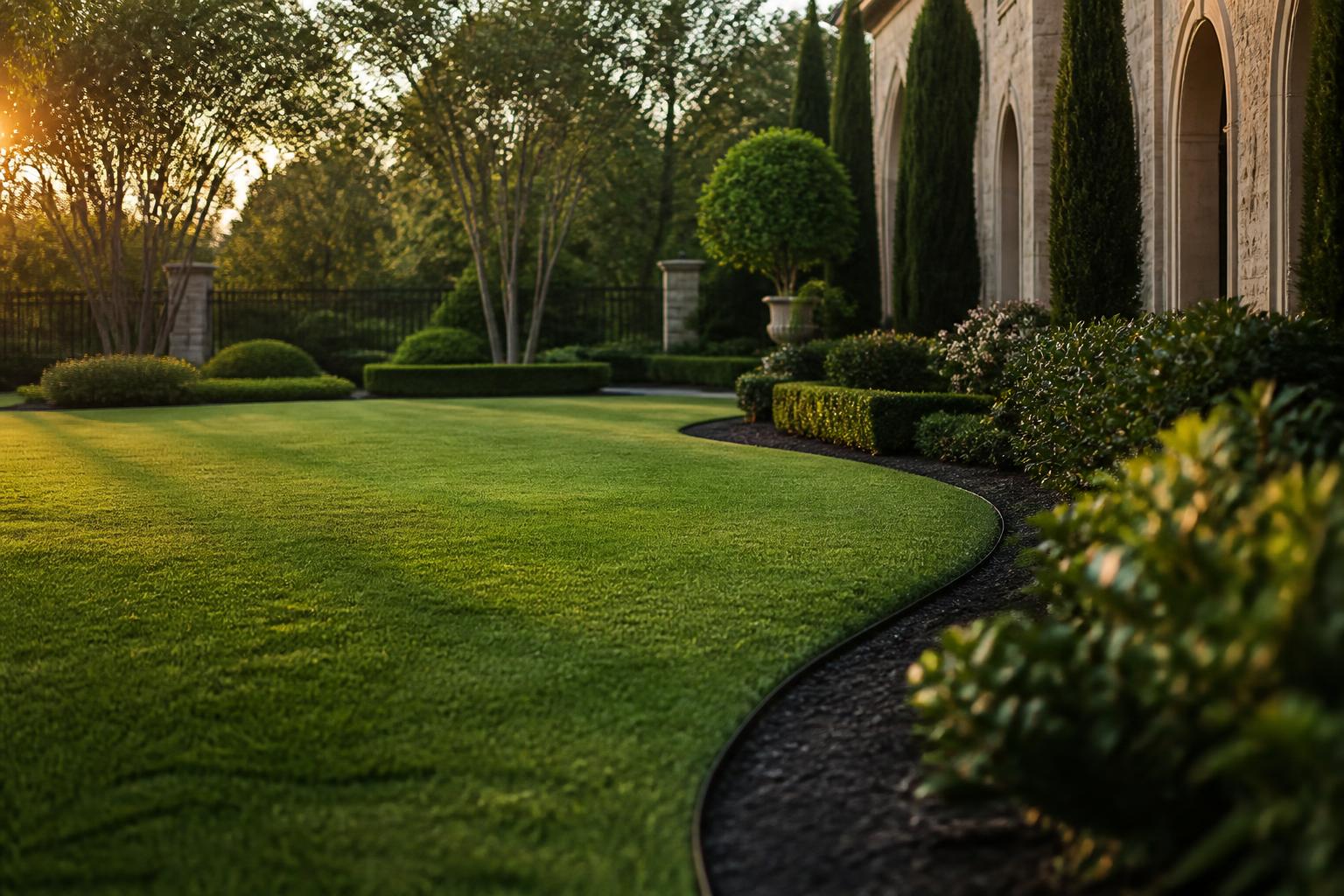 Freshly manicured lawn with clean bed edging
